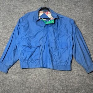The Kensington Collection Mens‎ XLVintage Blue Cotton Bomber Jacket Plaid Lined